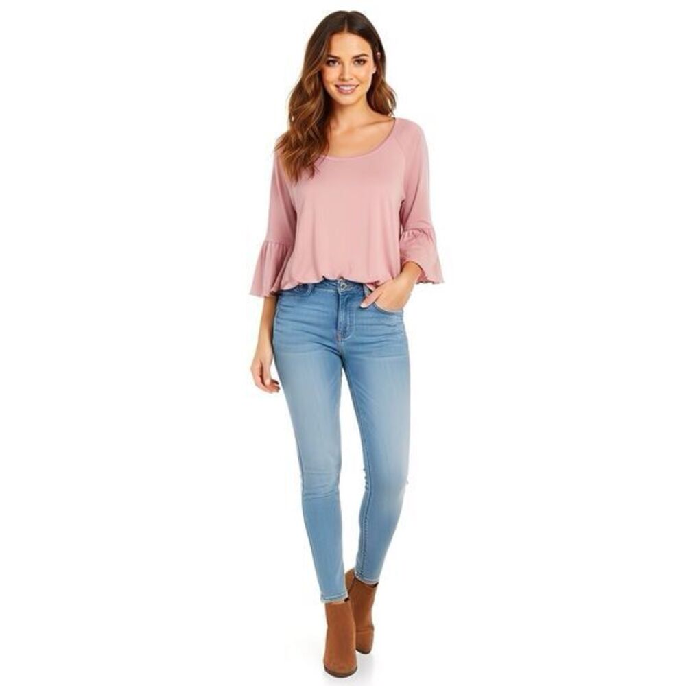Chaser Womens Blouse Sz Large 3/4 Bell Sleeve Feminine Romantic Flirty Cottage